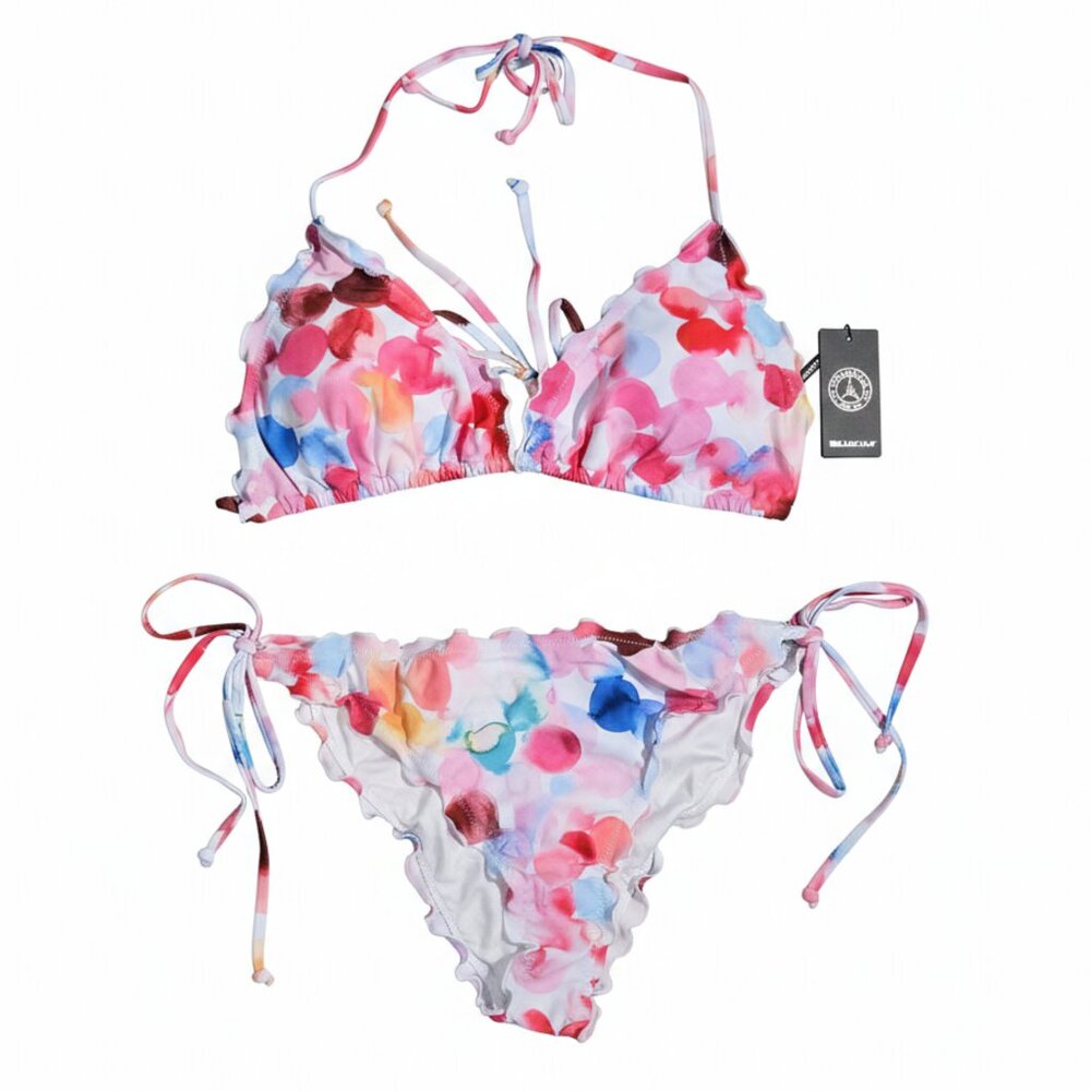 RELLECIGA Multicolor Pink Blue Red Tie Bikini
